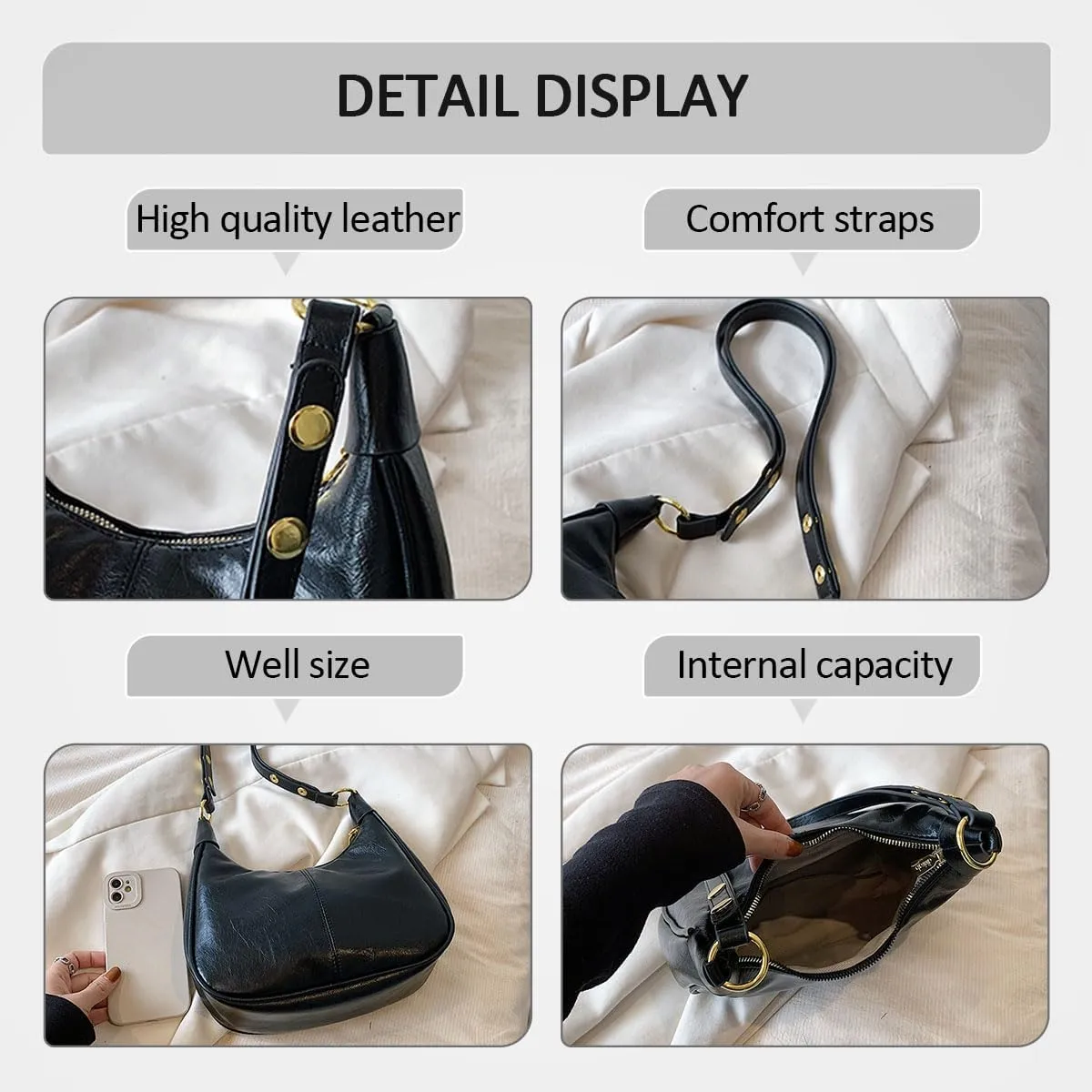 Small Hobo Bags for Women Crescent Retro Tote Handbags PU Leather Shoulder Bag 2025