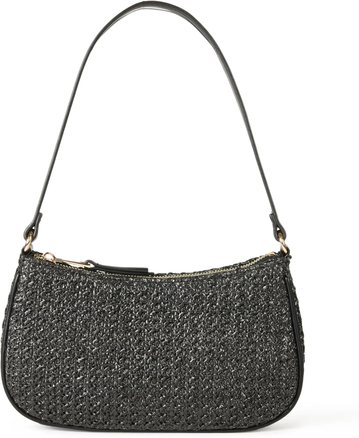 The Drop Women's Melanie Small Shoulder Bag, Black Straw, One Size