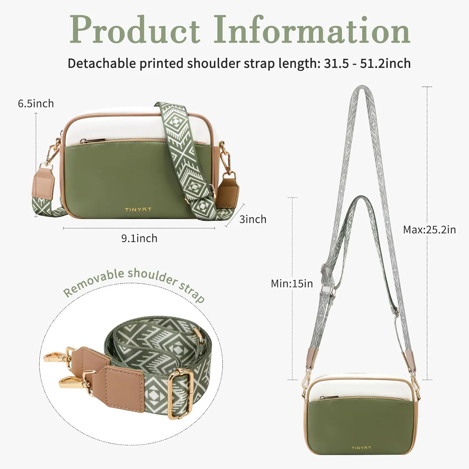 TINYAT Crossbody Bag for Women Small Cross body Purse With Adjustable Wide Strap Women Shoulder Handbags Purse