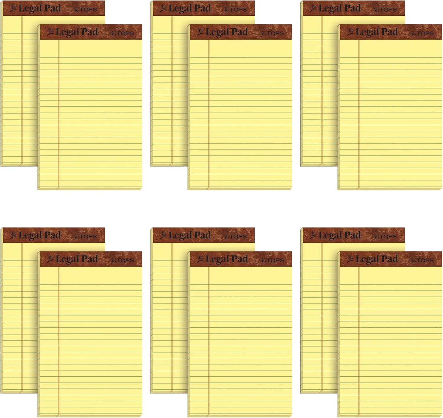 TOPS 5 x 8 Legal Pads, 12 Pack, The Legal Pad Brand, Narrow Ruled, Yellow Paper, 50 Sheets Per Writing Pad, Made in the USA (7501)