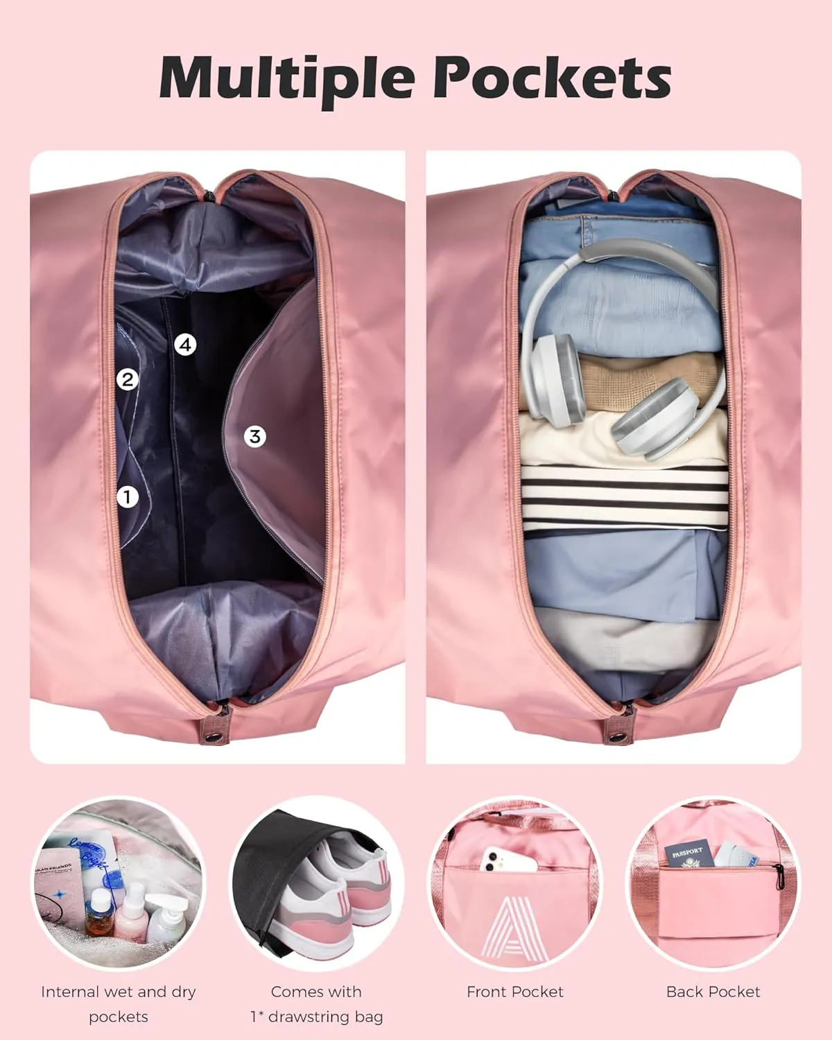 Tween Girl Gifts 11-13, Initial Travel Duffel Bag, Teenage Weekender Bag, Monogram Kids Overnight Bag Gift,Birthday Gifts Personalized Preppy gifts for Girls (Letter M)