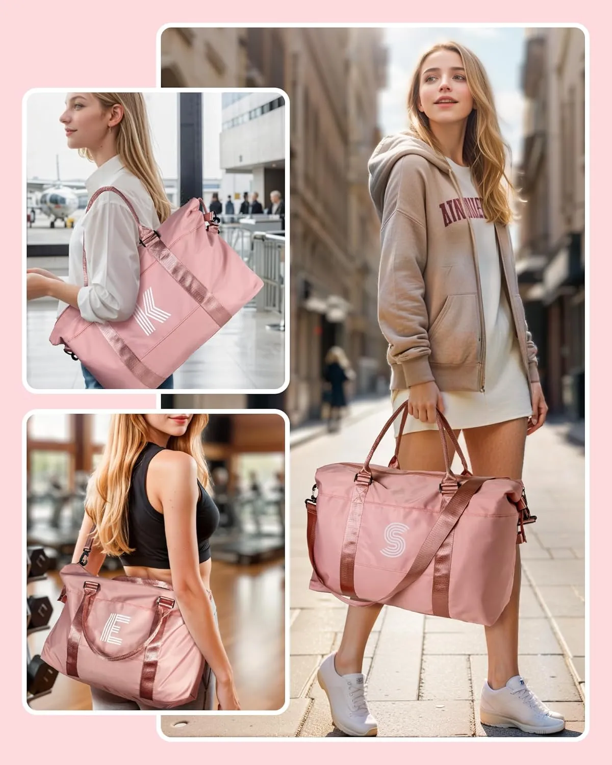Tween Girl Gifts 11-13, Initial Travel Duffel Bag, Teenage Weekender Bag, Monogram Kids Overnight Bag Gift,Birthday Gifts Personalized Preppy gifts for Girls (Letter M)
