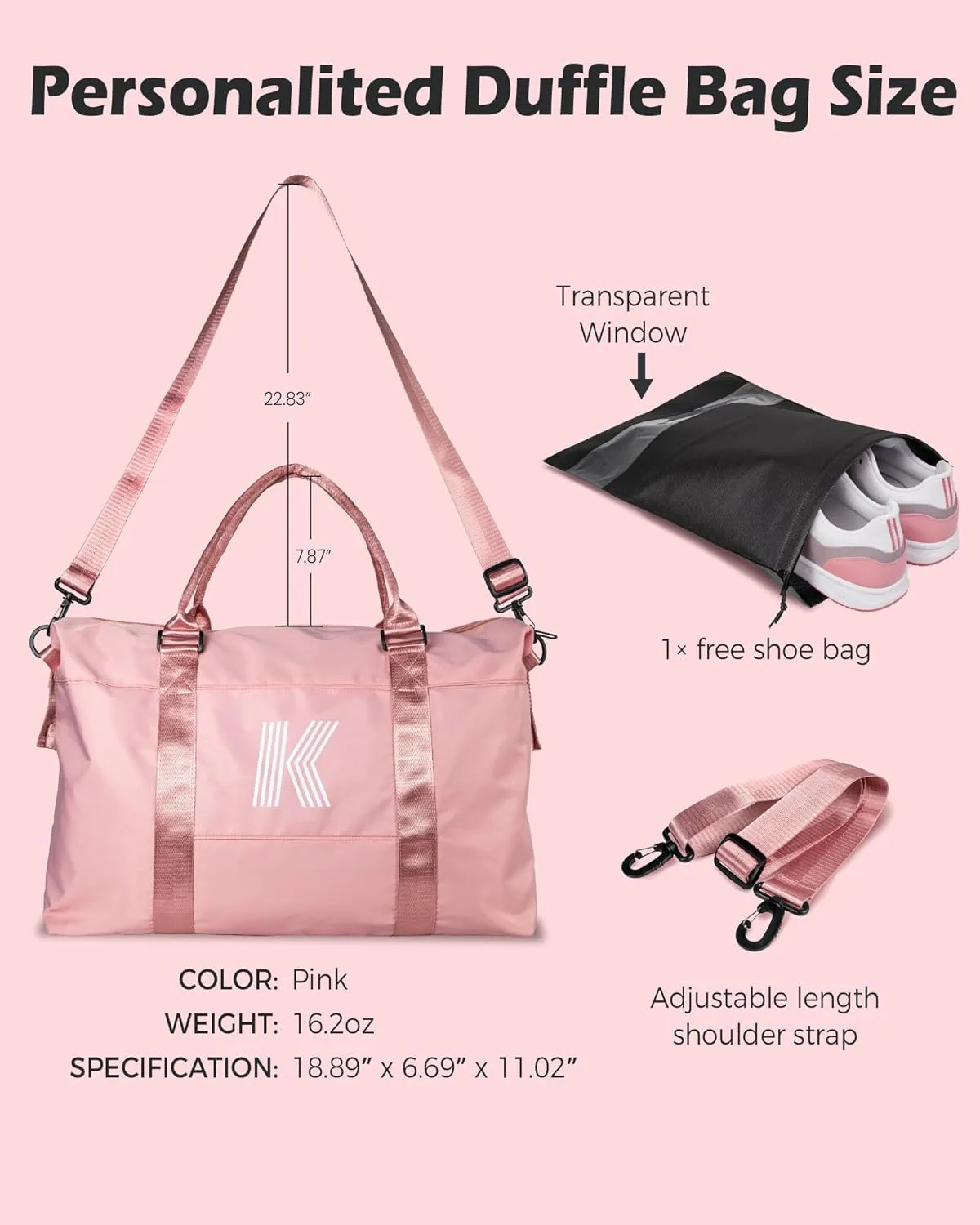 Tween Girl Gifts 11-13, Initial Travel Duffel Bag, Teenage Weekender Bag, Monogram Kids Overnight Bag Gift,Birthday Gifts Personalized Preppy gifts for Girls (Letter M)