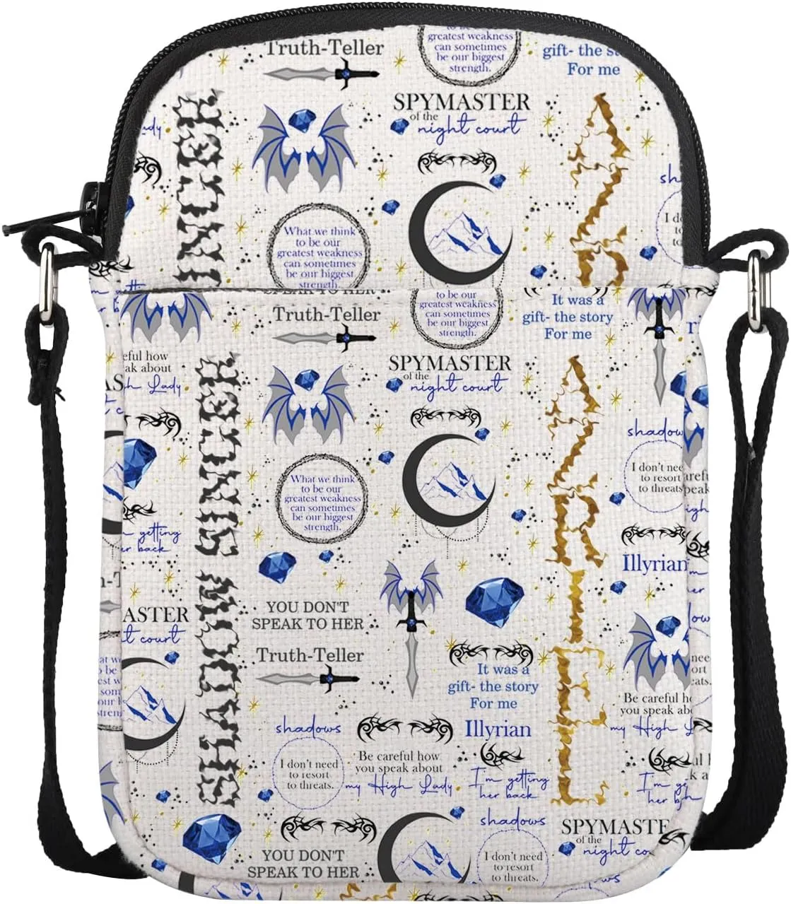UJIMS A Court of Thorns and Roses Merch Azriel Crossbody Bag Fantasy Book Lover Gift for Reader Literature Friend Gifts