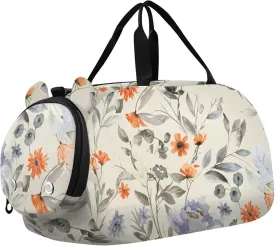 Watercolor Flowers Vintage Travel Duffle Bag for Kids Water Resistant Sport Gym Bags for Girls Boys Sleepover Weekender Overnight Tote
