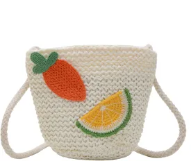 Women Girls Mini Crochet Crossbody Purse, Cute Straw Beach Shoulder Bag Small Wallet Pouch Hangbag