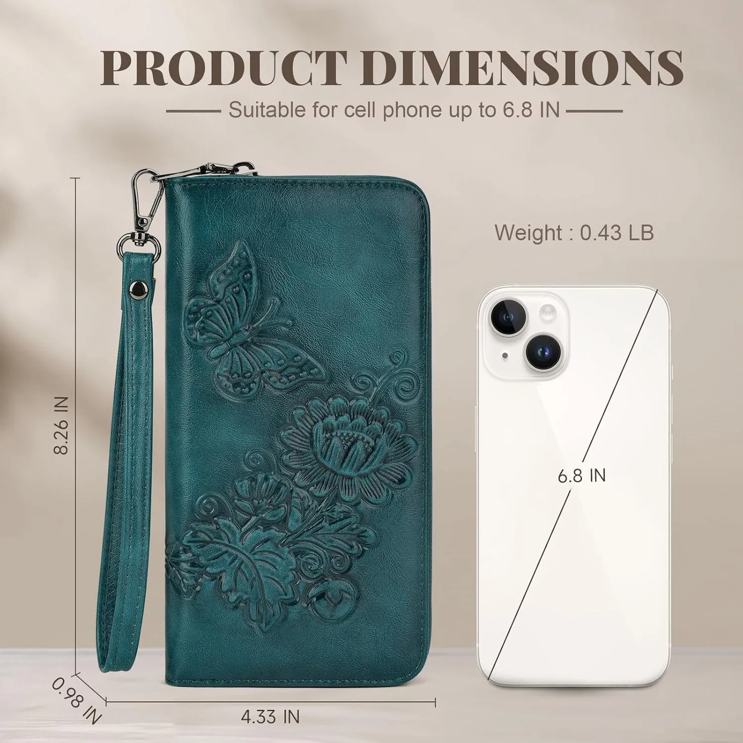 Womens Wallet Rfid Embossed Vegan Leather Multi Card Slots Wallets Large Capacity Wristlet Travel Purse for Women