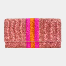Wona Trading Color Block Seed Beaded Clutch / Crossbody Bag