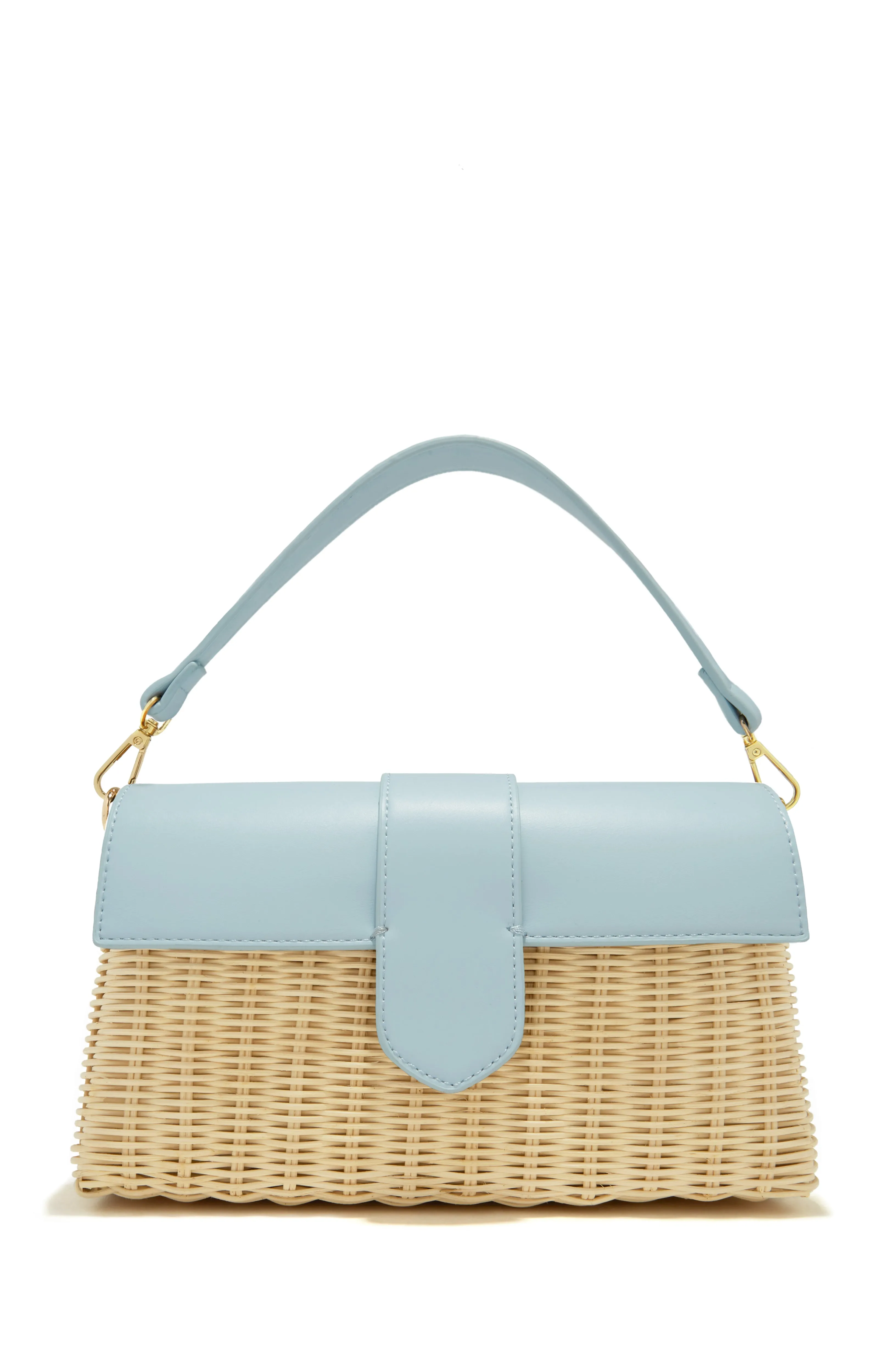 Ysabel Woven Straw Crossbody Bag - Blue
