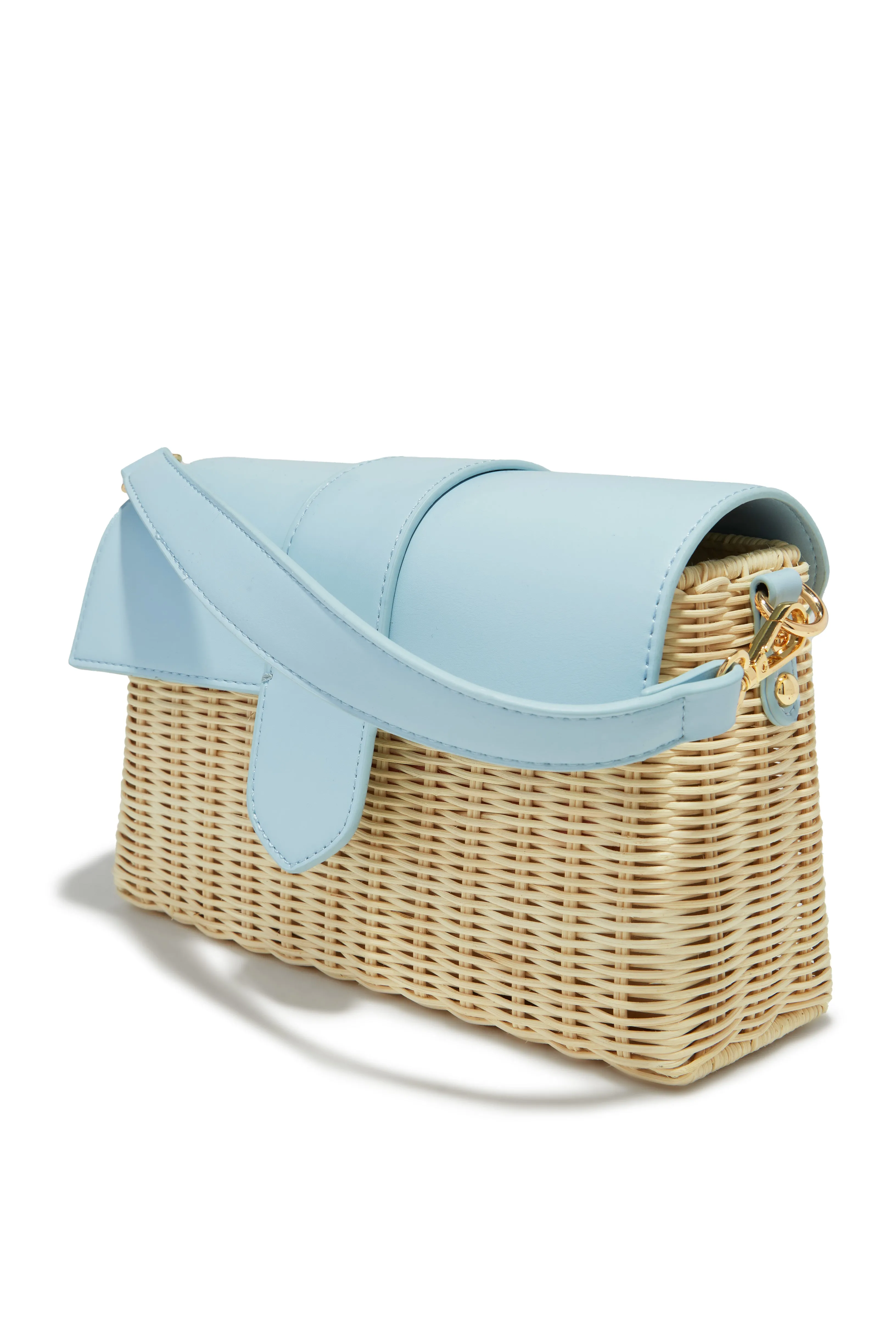 Ysabel Woven Straw Crossbody Bag - Blue