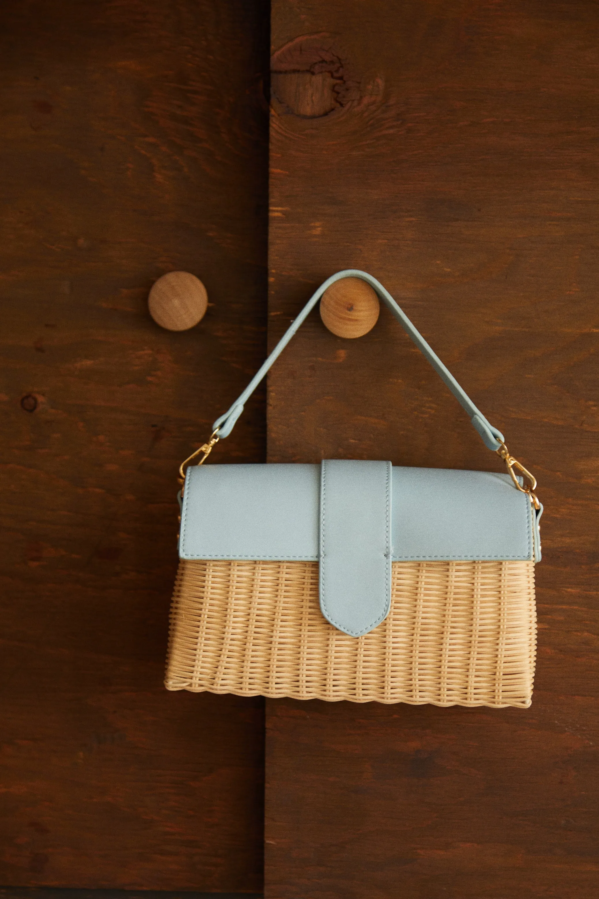 Ysabel Woven Straw Crossbody Bag - Blue